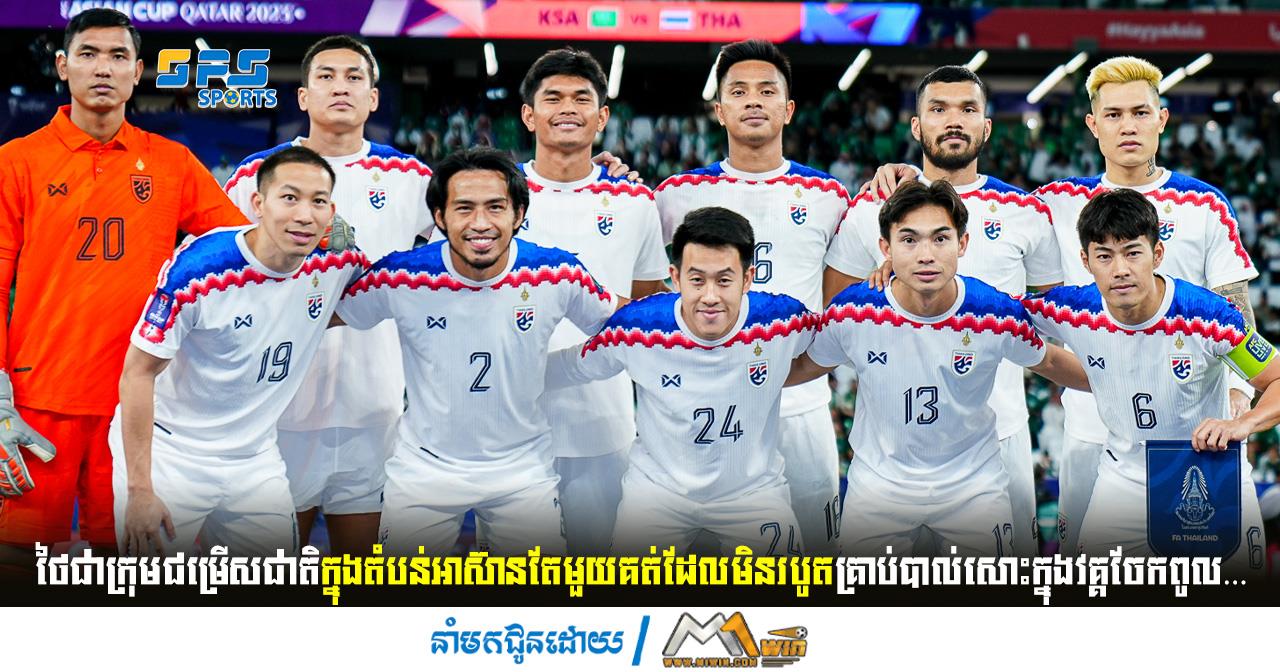 ថៃជាក្រុមជម្រើសជាតិក្នុងតំបន់អាស៊ានតែមួយគត់ដែលមិនរបូតគ្រាប់បាល់សោះក្នុងវគ្គ…